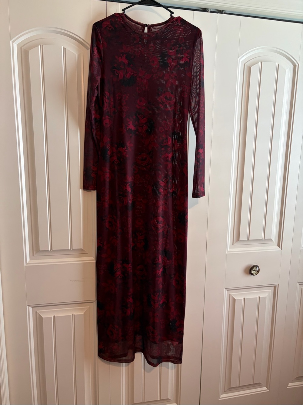 Long Sleeve Burgundy Floral Maxi Dress